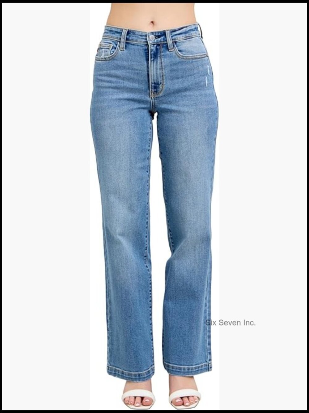 High Waisted Trouser Straight Fit Jeans - Cotton Blend - 33 Inseam